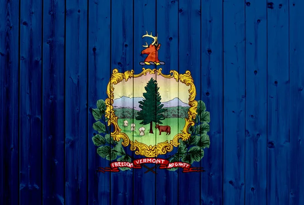 De vlag van Vermont, Usa met houtstructuur — Stockfoto