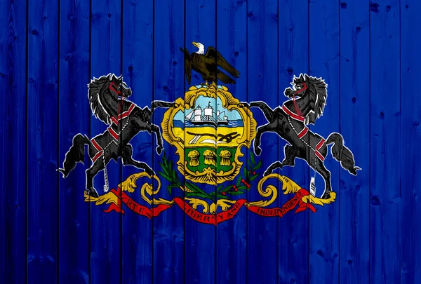 Bandera de Pennsylvania con textura de madera —  Fotos de Stock
