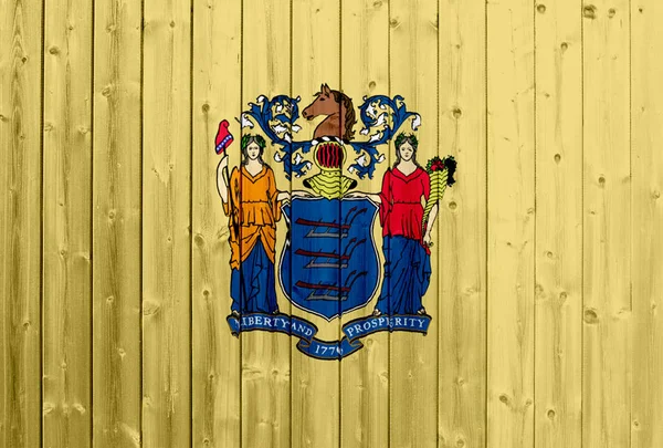 Bandera de Nueva Jersey con textura de madera —  Fotos de Stock