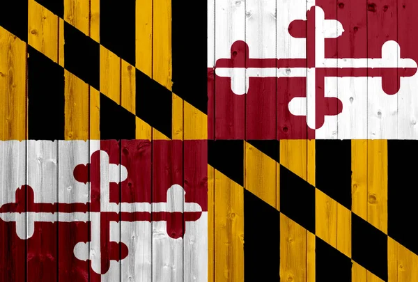 Bandera de Maryland, USA con textura de madera —  Fotos de Stock