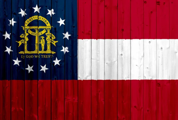 Georgia bayrak, ABD ile ahşap doku — Stok fotoğraf