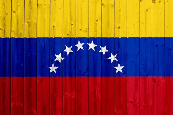 Bandera Venezuela con textura de madera — Foto de Stock