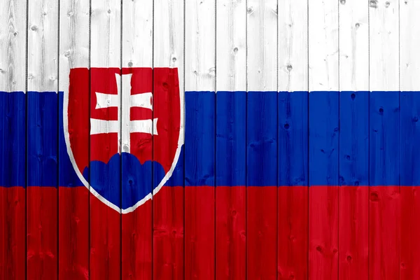 Slovakia flag with wood texture — Stock Photo, Image