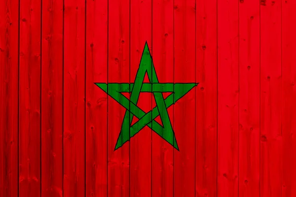 Morocco flag with wood texture — Stock Photo, Image