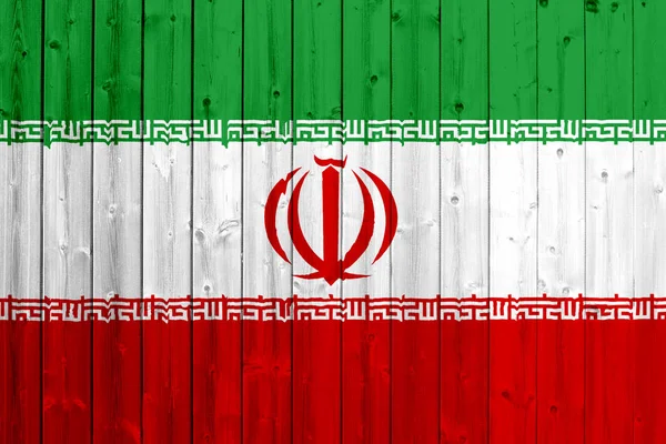 Bandiera Iran con texture in legno — Foto Stock