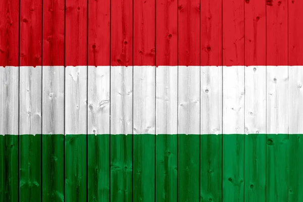 Bandeira da Hungria com textura de madeira — Fotografia de Stock