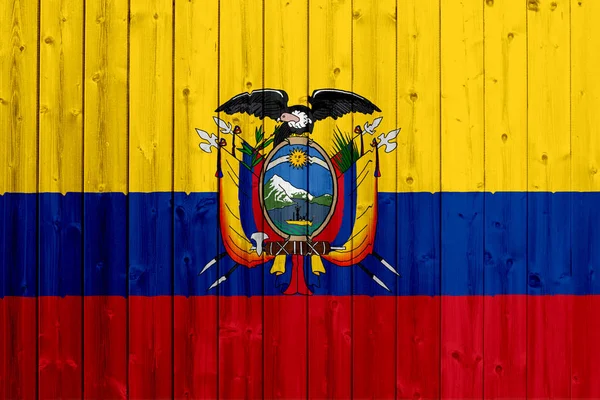 Bandera de Ecuador con textura de madera — Foto de Stock