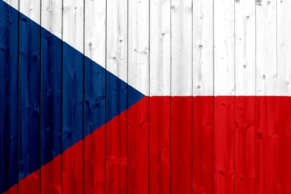 Cseh Köztársaság lobogója fa textúra — Stock Fotó