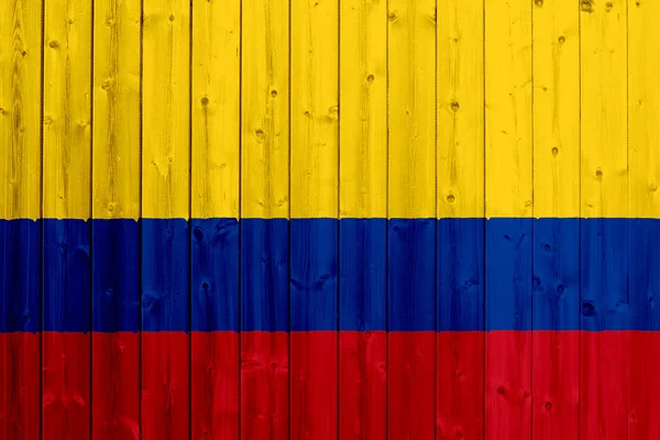 Colombia flag with wood texture — Stock Photo, Image