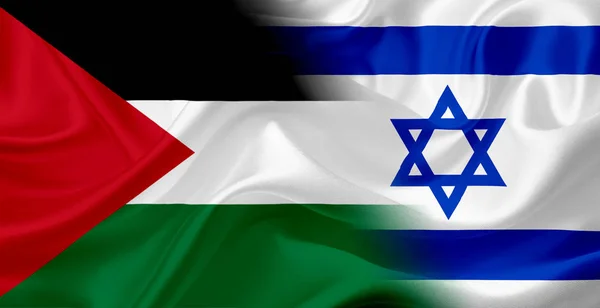 Palestina e Israele bandiera con texture in tessuto — Foto Stock
