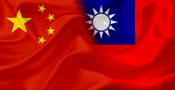 生地の質感と中国と台湾の旗 — ストック写真