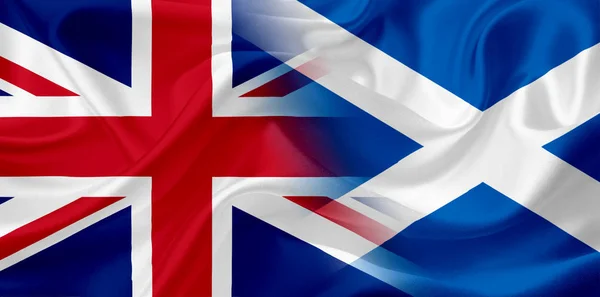 Drapeau Grande-Bretagne et Écosse avec texture tissu — Photo