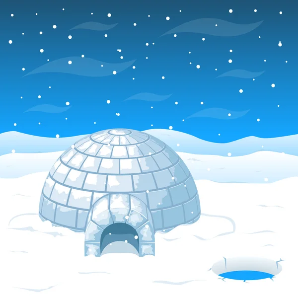 Eskimo cold house from ice blocks in Antarctica vector illustration