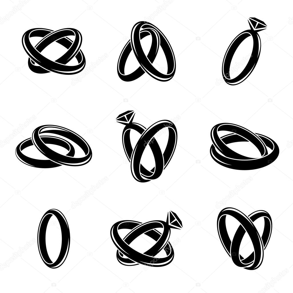 Download Wedding rings black vector icons — Stock Vector © MSSA ...