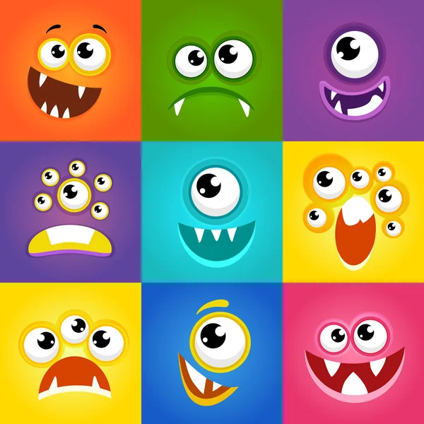Monster expressions. Funny cartoon faces vector Royalty Free Stock Vectors