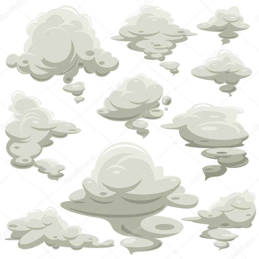 Cartoon smoke or fog vector set — Stock Vector © MSSA #134114032