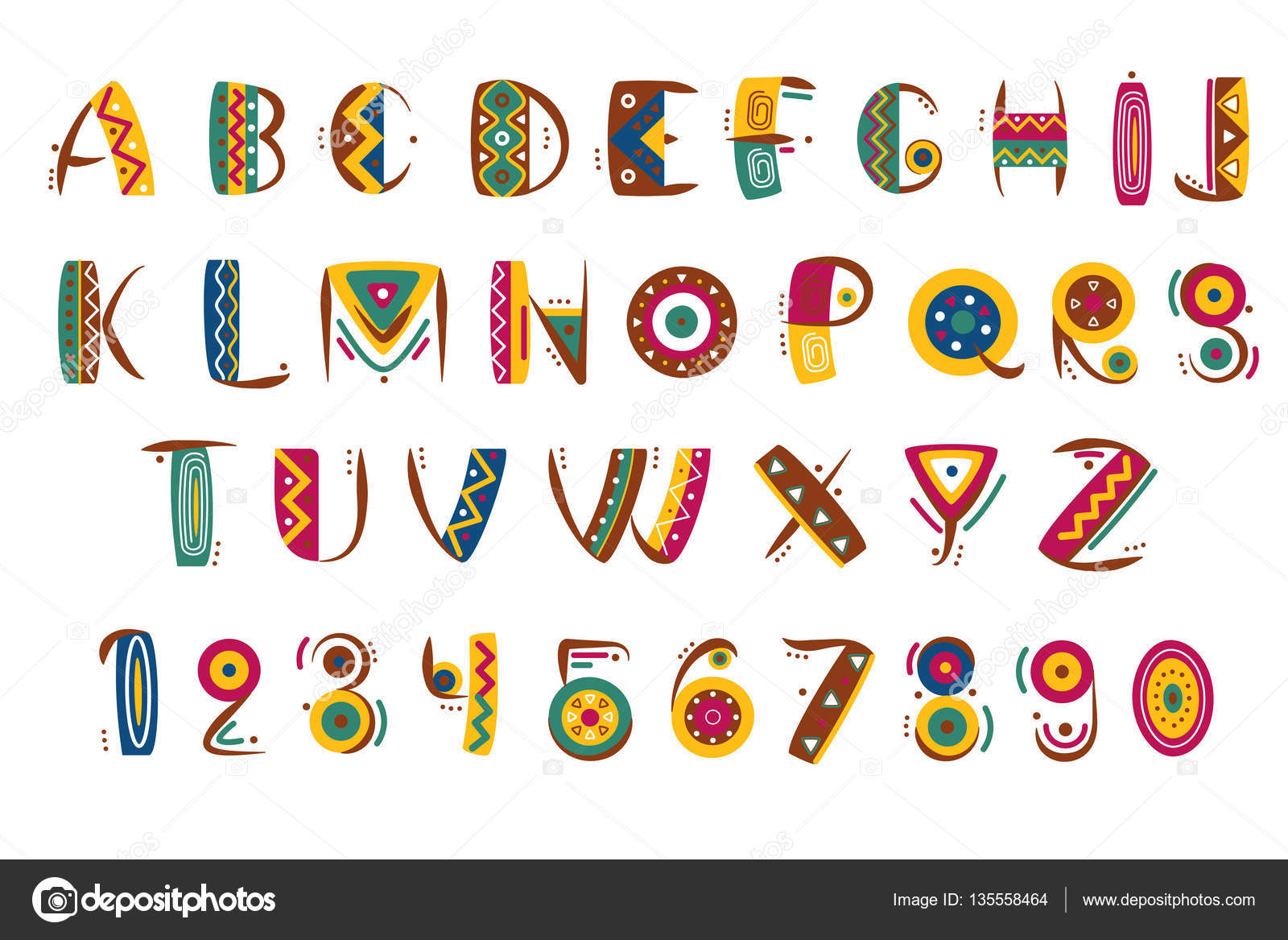 Primitieve Mexicaanse Lettertype Tribal Indische Of Afrikaanse