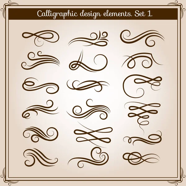 Flourish ornament embellishments set. Vector calligraphic flourishes elements in retro style