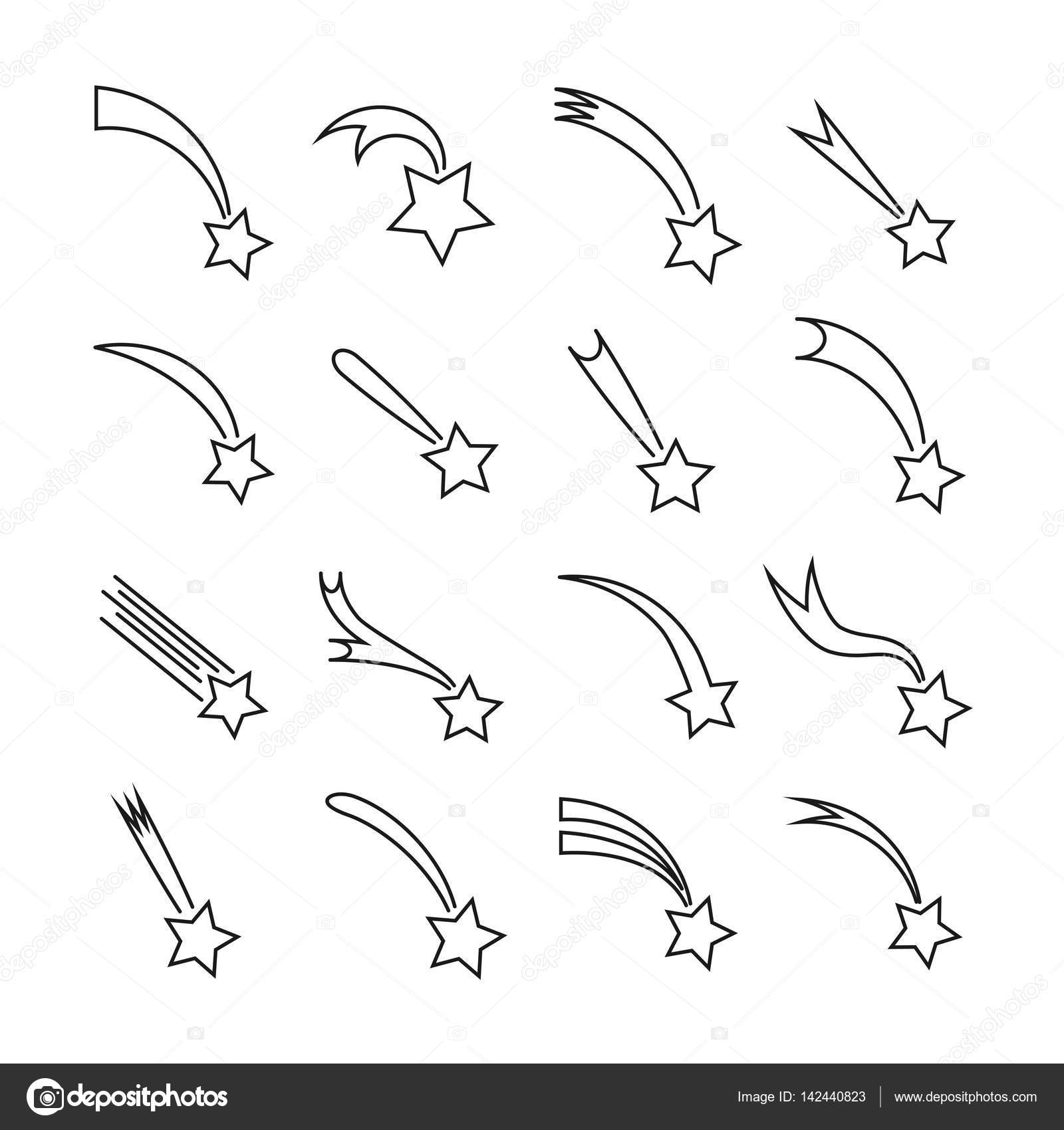 étoiles Filantes Vecteur Linéaires Icônes étoile Filante