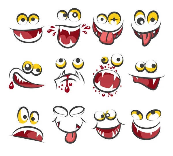 Cartoon faces emotions isolated on white background. Sketch cute face expression vector illustration