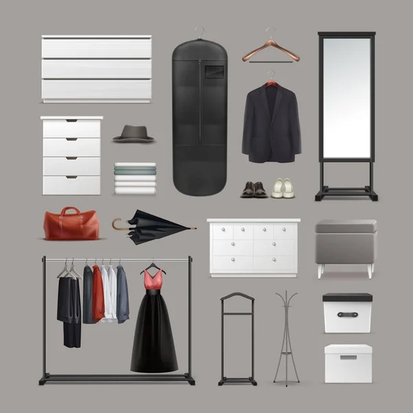 Set of wardrobe stuff — Stock Illustration Set of wardrobe stuff Royalty Free Stock Vectors