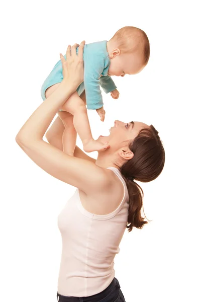 Imagen de madre feliz sosteniendo a un bebé adorable —  Fotos de Stock