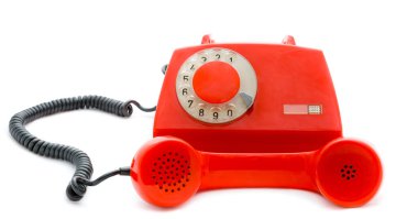 Kırmızı telefon retro tarzı resmi