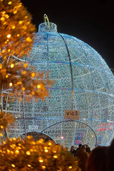 Vánoční světla ve Vigu, Španělsko — Stock fotografie
