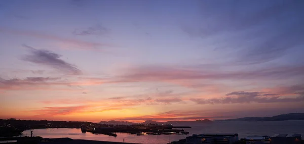 ビゴの港の上の日没 ガリシア スペイン — ストック写真