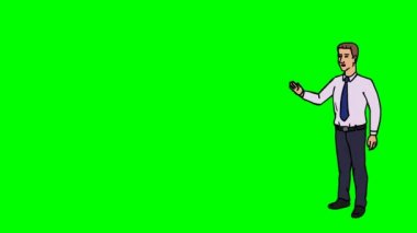 Animasyon karakter patron ya da Yöneticisi tam büyüme anlamına gelir ve der ki, eğri dağılımı. Yeşil ekran - Chroma key. İlmekledi animasyon.