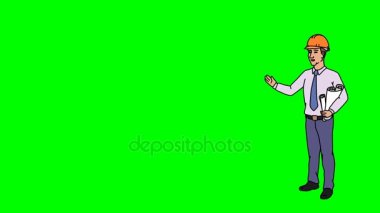 Animasyon karakter Oluşturucu ya da mimar tam büyüme anlamına gelir ve der ki, düzgün kontur. Yeşil ekran - Chroma key. İlmekledi animasyon.