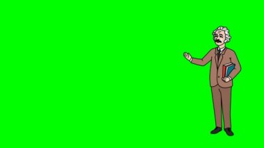 Animasyonlu karakter Profesör veya öğretmenin tam büyüme anlamına gelir ve der ki, düzgün kontur. 