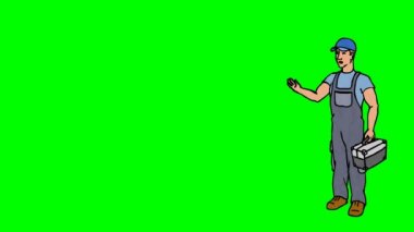 Animasyon karakter işçi ya da teknisyen tam büyüme anlamına gelir ve der ki, eğri dağılımı. Yeşil ekran - Chroma key. İlmekledi animasyon.