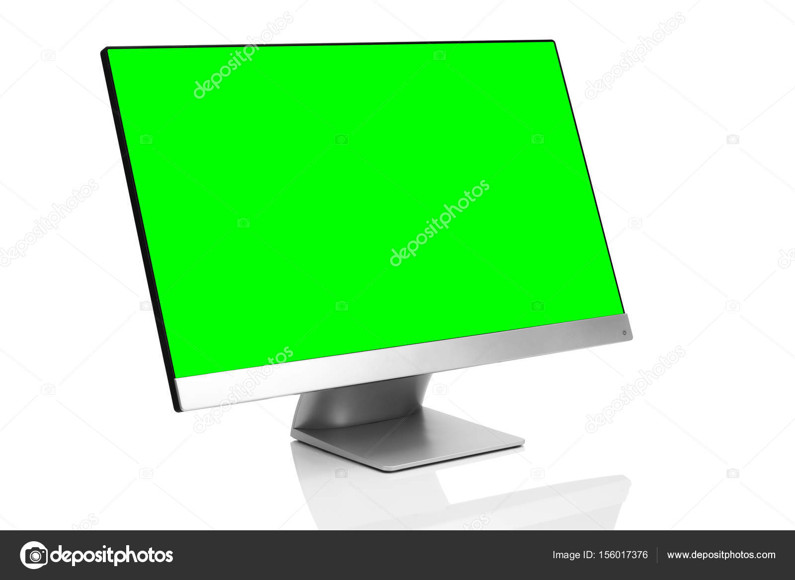 Modern Computer Screen Stock Photo Tachichakly 156017376 Sleek Modern Computer Display With Blank Green Chroma Key Screen Front Side View Tilted And Isolated On White Background Reflection Photo By