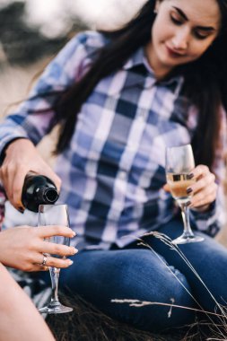 Güzel kızlar dağlarında piknik