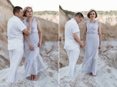 Kumlu yerlerde bir yolda Çift