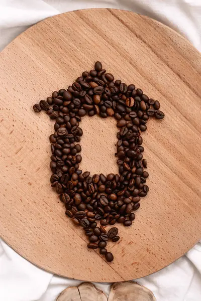 Sinal feito de grãos de café — Fotografia de Stock