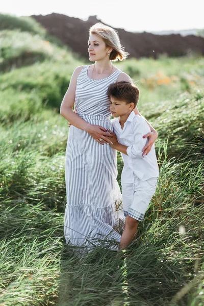 Outdoor family portrait mother and son — Stock Photo, Image