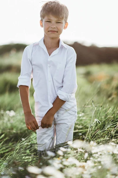 Cute boy posing on nature background — Stock Photo, Image