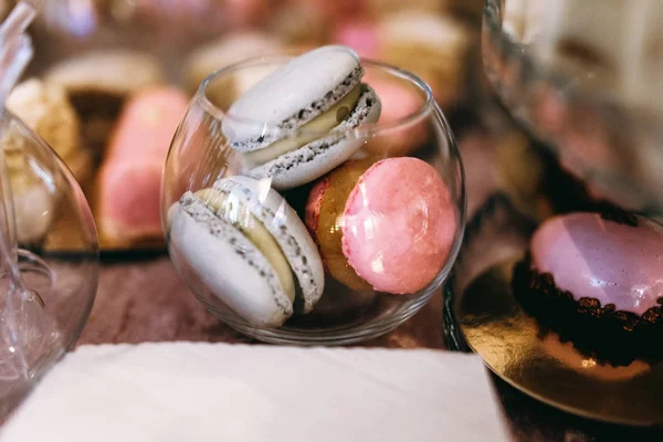 Ślub Stół Słodki Macarons Piękne Wesele — Zdjęcie stockowe