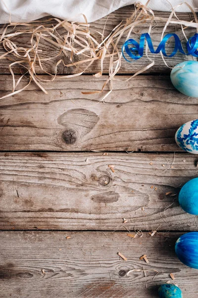 Von Oben Ansicht Der Blauen Eier Reihe Auf Der Rechten — Stockfoto