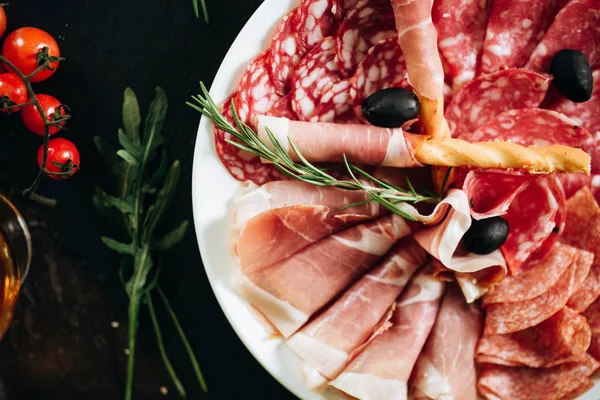 Varietà Salsicce Affettate Finger Food — Foto Stock