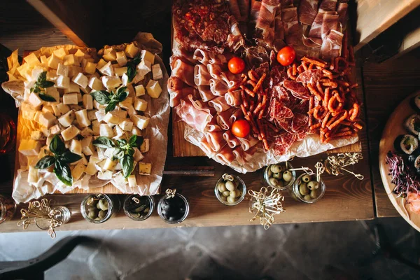 Bar Carne Queijo Casamento Com Queijo Tomate — Fotografia de Stock