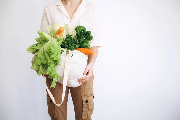 Hand Eco Paper Bag Vegetables Young Hipster Lifestyle Girl Holding Stock  Photo by ©bondart 357009748