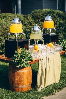 Düğün masası. Mojito buzlu ve naneli. Bayramda ziyafet masasında.