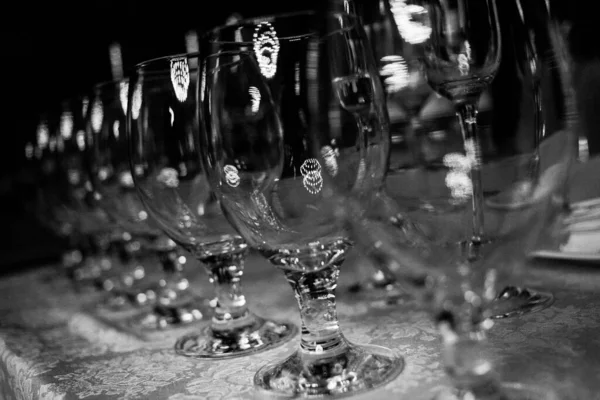 Glasses Row Beautiful Composition Black White — Stock Photo, Image