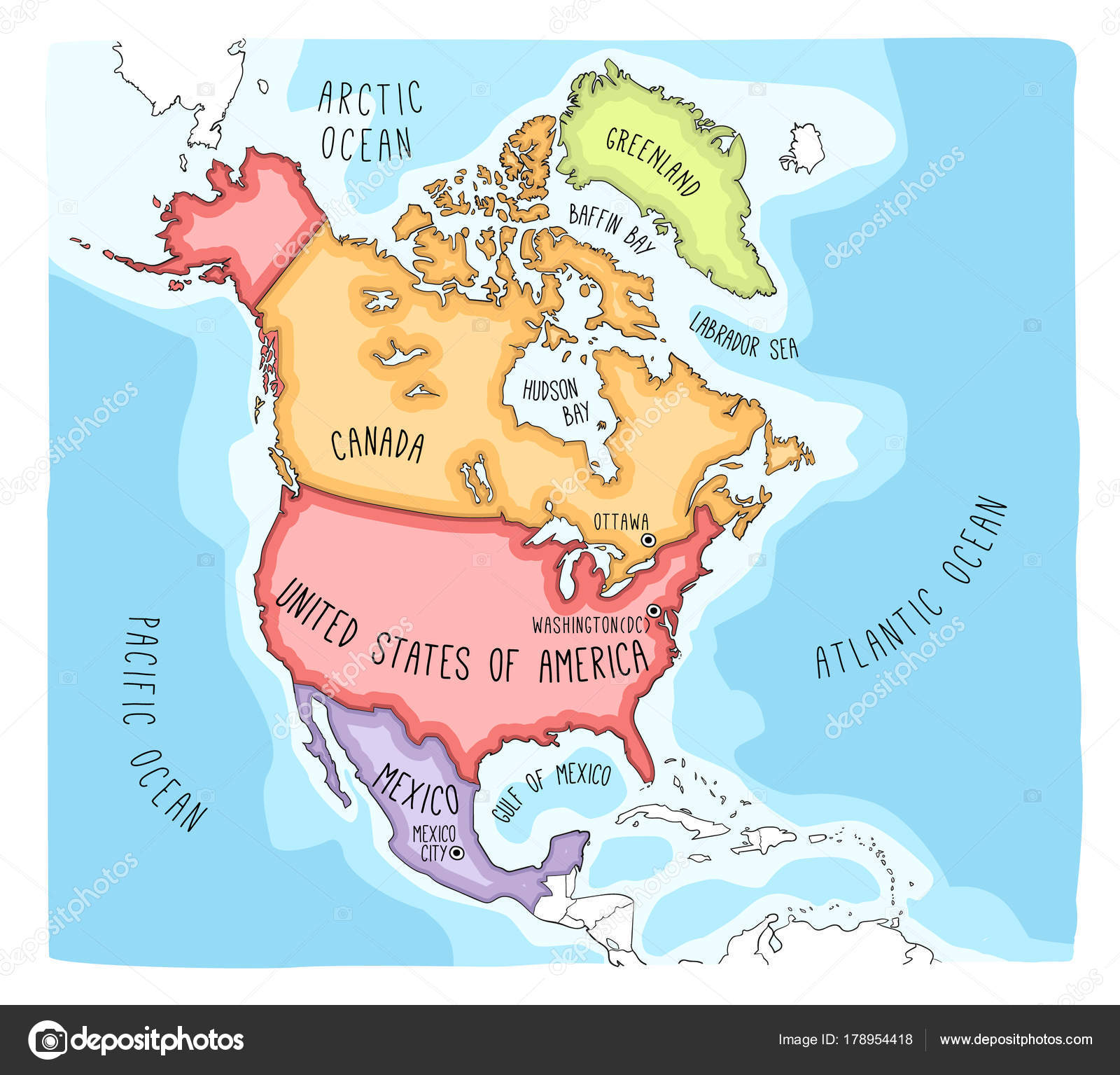Doodle Map of North America Stock Vector Image by ©LaraFields #178954418 Doodle Map of North America Stock Vector Image by ©LaraFields #178954418