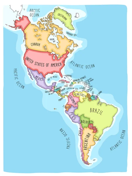 Mapa doodle do continente americano —  Vetores de Stock