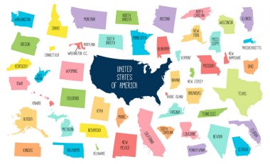 USA map with separated states clipart