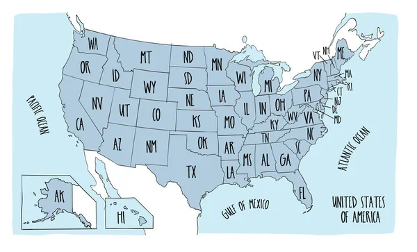 Mappa dell'illustrazione vettoriale degli Stati Uniti — Vettoriale Stock